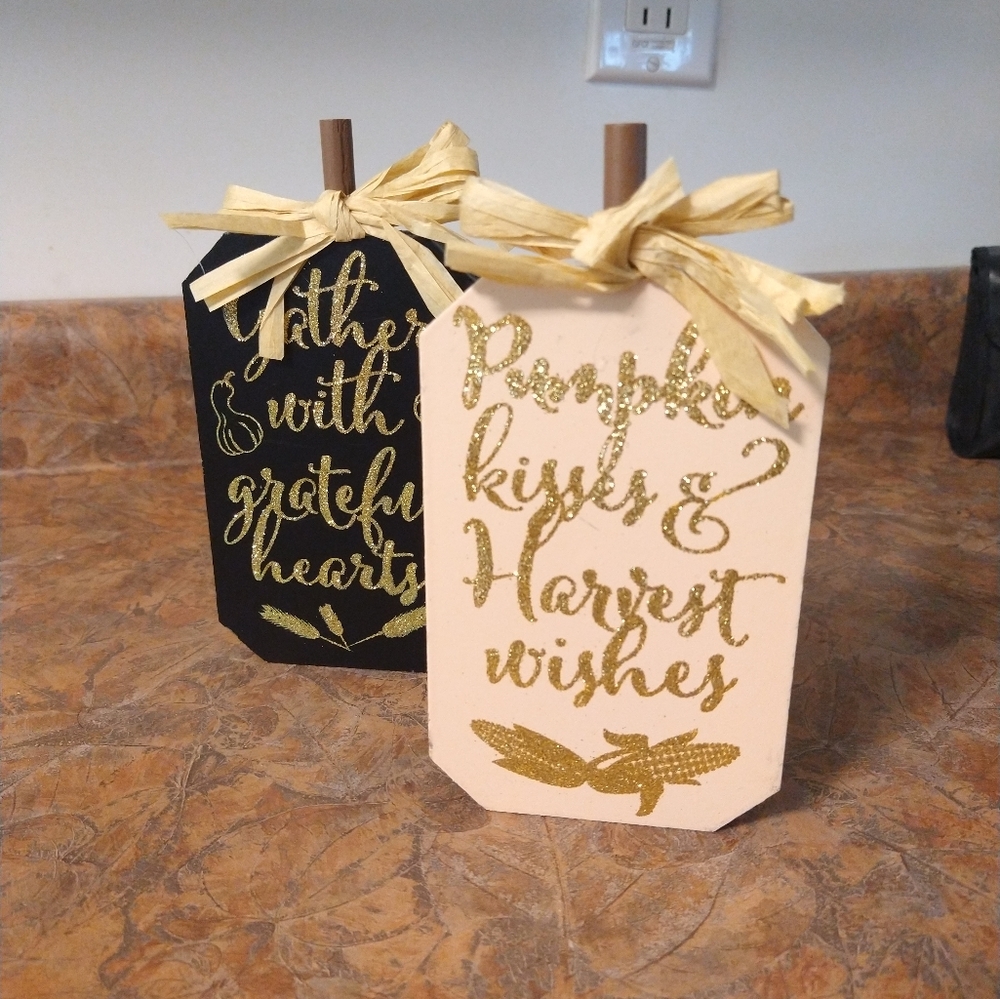 Set of two Wood Pumpkin Decor Modern Farmhouse Cottage Core